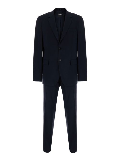 Single-Breasted Wool Suit — Navy