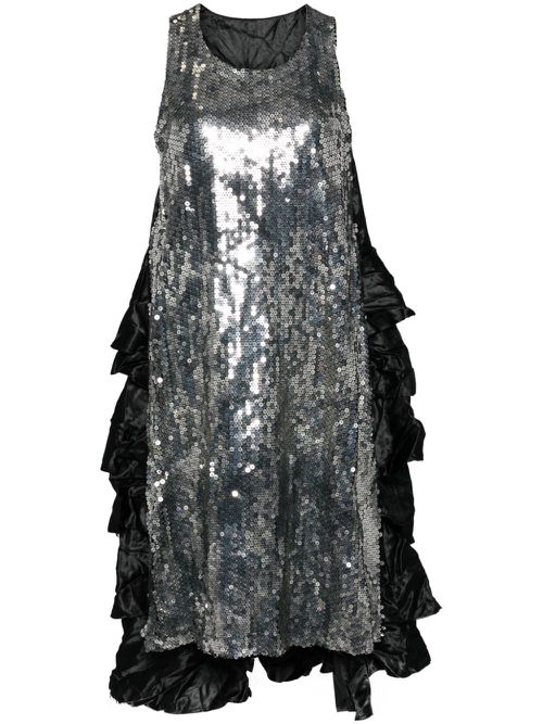 Sequin-embellished ruffled dress - Silver
