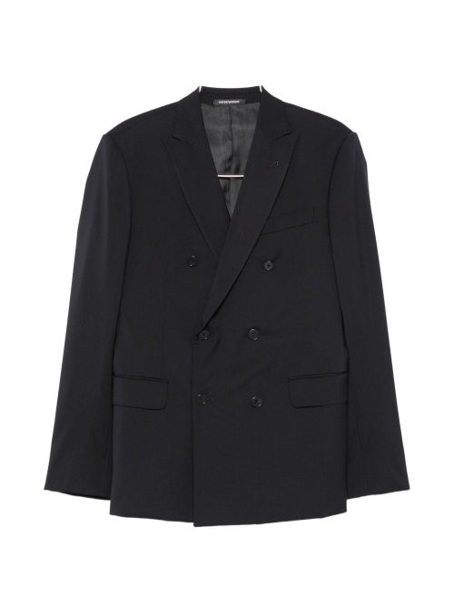 Virgin Wool Double-Breasted Suit — Black