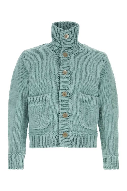 Cotton-Blend Knit Cardigan — Green
