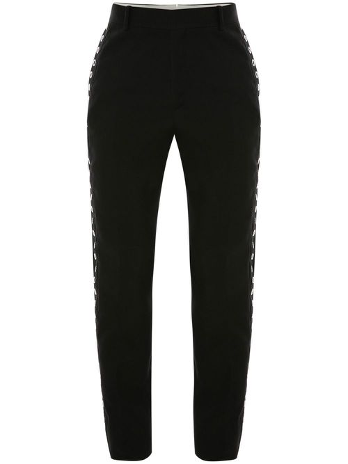 Eyelet-detail slim-cut trousers - Black