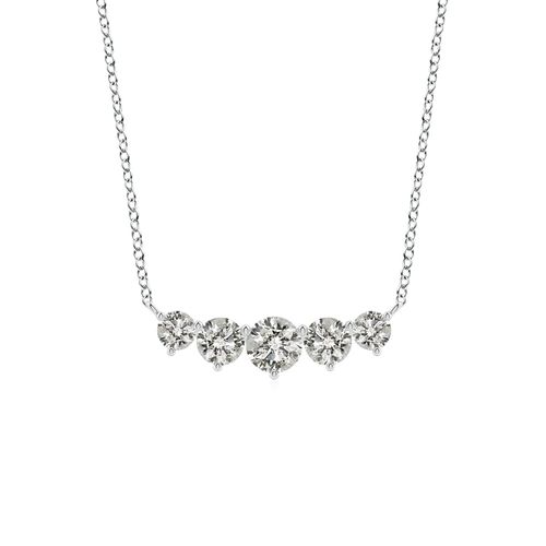 Angara 0.5 Carat Graduated Five Stone Round Diamond Necklace in 14K White Gold