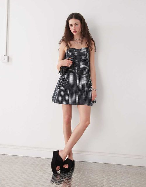 mesh white dress White Lace Short Dress with Mesh Detail