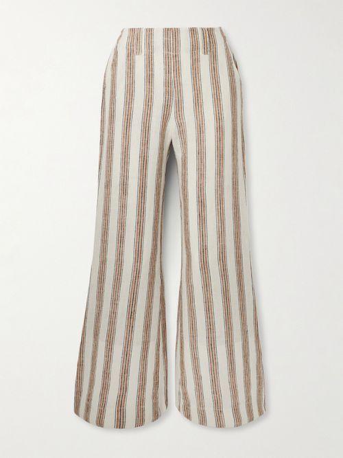 Charlie Desert Striped Linen Flared Pants - Ecru