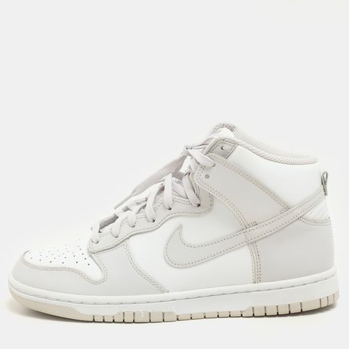 Nike White/ Vast Grey Leather Dunk Retro High Sneaker