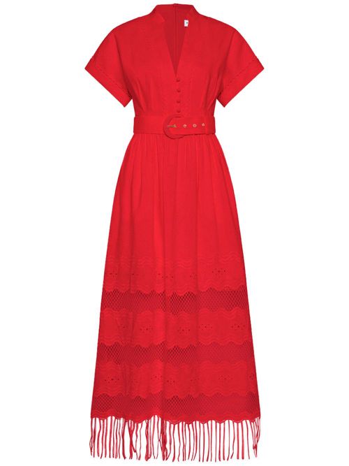 Giovanni V-neck dress - Red