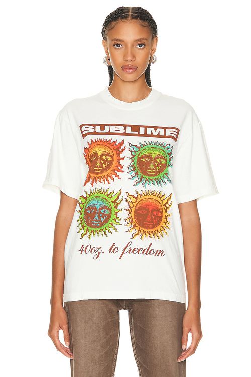 SIXTHREESEVEN Sublime Sun Grid T-shirt in Creme - Cream. L also in M, S