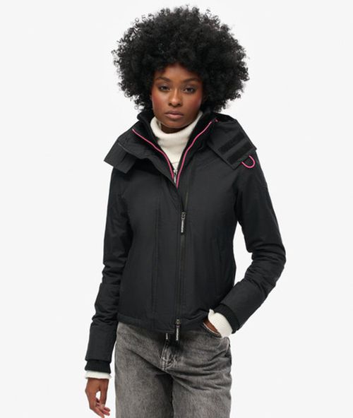Superdry Women's Pop Zip Hooded Arctic Sd-windcheater Jacket Black