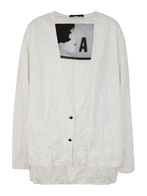 Crinkled faux leather sweater