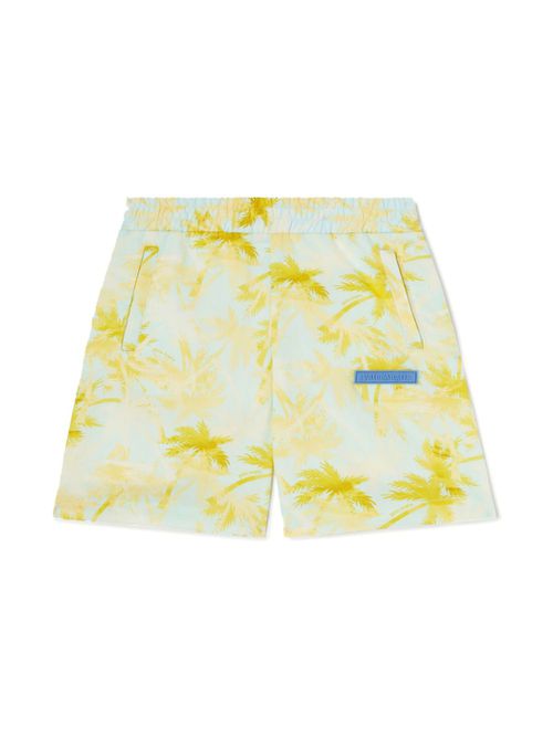 Palm tree-print swim shorts - Blue