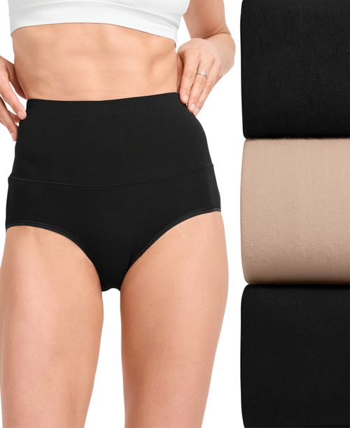 Women's 3-Pk. Skimmies 360Â° Tummy Smoothing Brief Underwear 4854 - Black/light/black