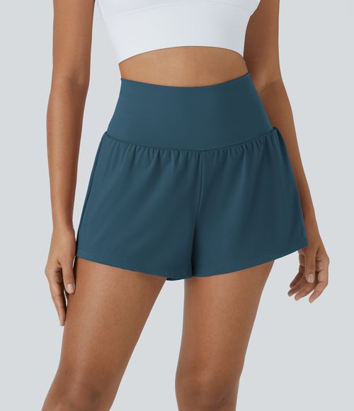 SoftlyZero™ Airy Super High Waisted Cool Touch Yoga Shorts with Pockets Gym Short - Majolica Blue