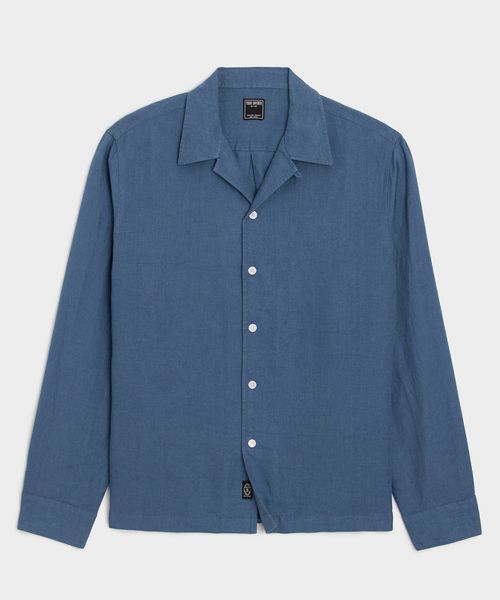Cropped Sea Soft Irish Linen Camp Collar Shirt