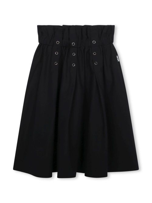 Eyelet-detail pleated skirt - Black