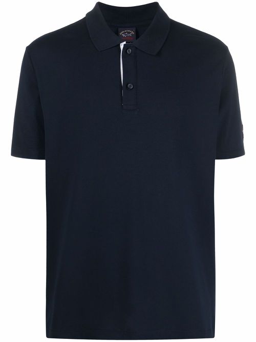 Logo-print short-sleeved polo shirt - Blue