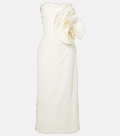 Floral-appliqué corset dress