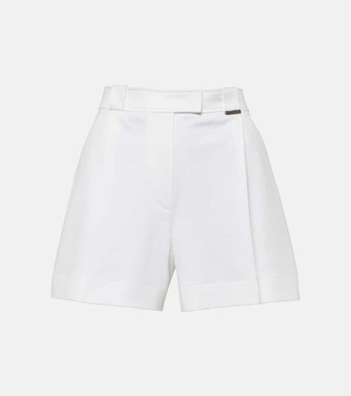 Pleated cotton shorts