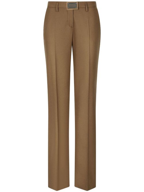 Logo-plaque straight-leg trousers - Brown