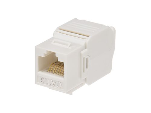 Cat6 RJ45 Toolless 180-Degree Keystone Jack for 22-24AWG Solid Wire, White