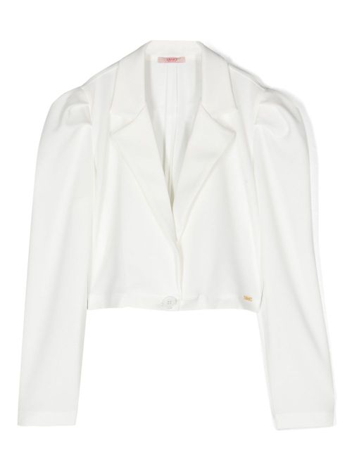 Notch-lapels cropped blazer - White