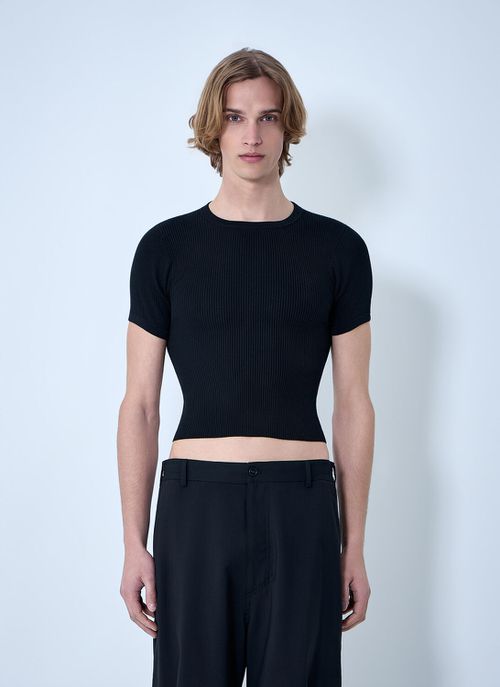 Ribbed Knit Cropped Top - Man T
