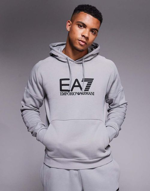 Armani train visibility logo hoodie co-ord in grey