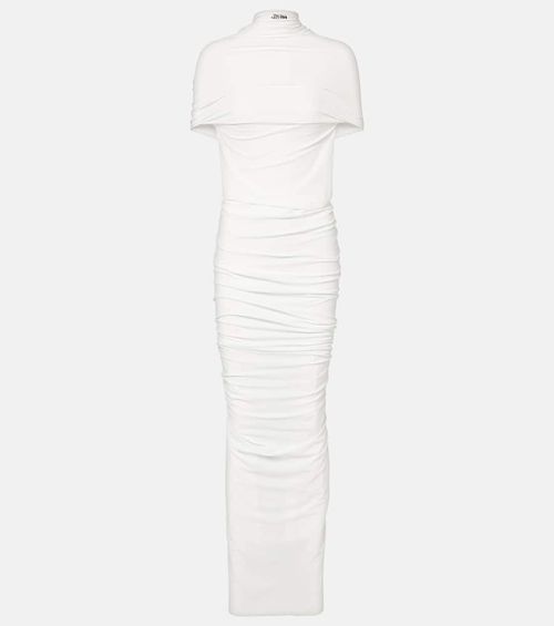 Jean Paul Gaultier Fringed ruched jersey maxi dress
