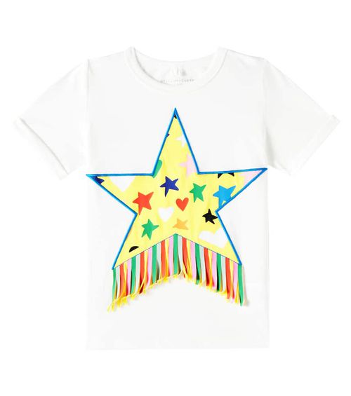 Stella McCartney Kids Fringe-trimmed cotton jersey T-shirt