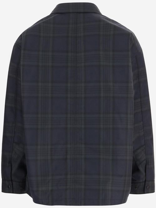 Cotton-Blend Checked Shirt — Navy