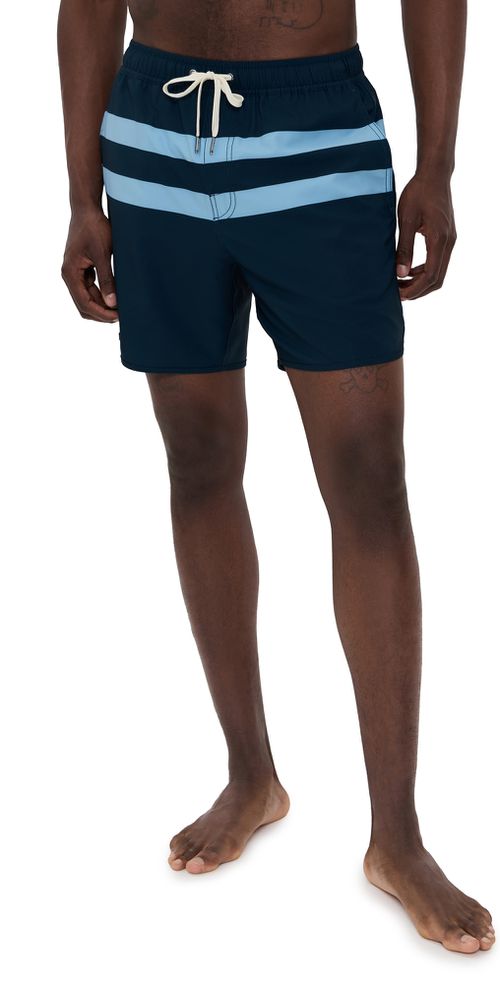Fair Harbor The Anchor Swim Shorts 6 Light Blue Stripe