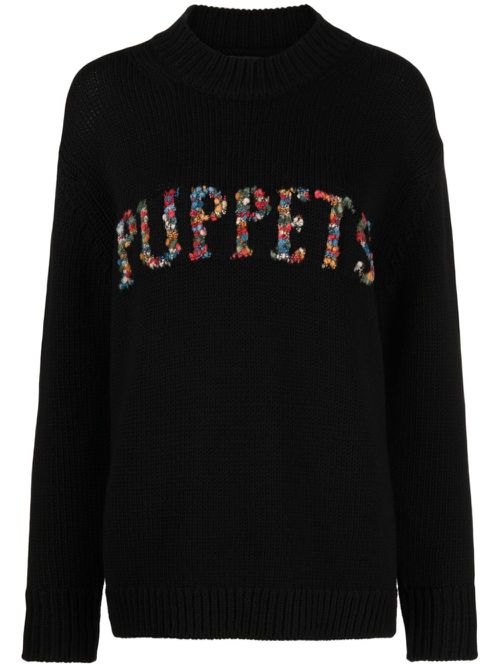Logo-embroidered jumper - Black