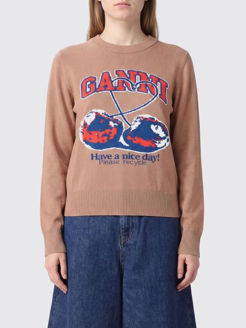 Contrast Jacquard Logo Cotton Crewneck Jumper