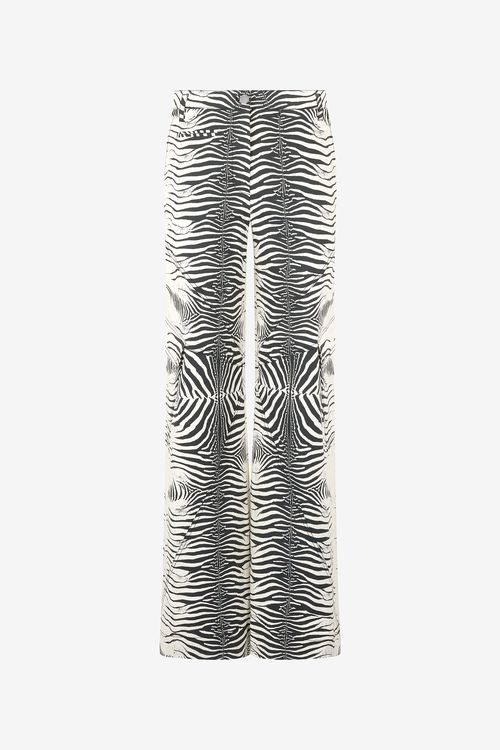 Stretch Cotton Pants With White Tigress Print
