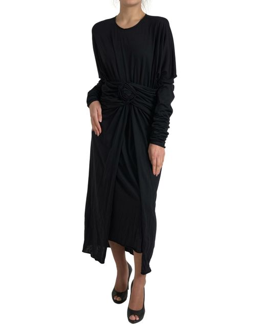 Wool Wrap Dress — Black