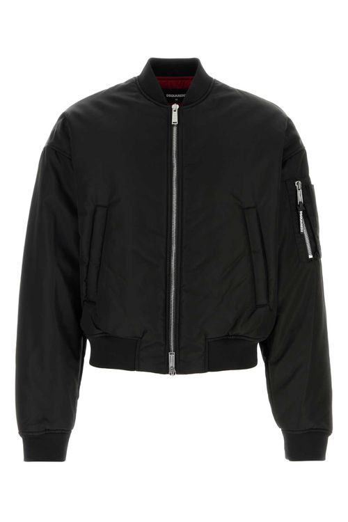 Black Nylon Bomber Jacket