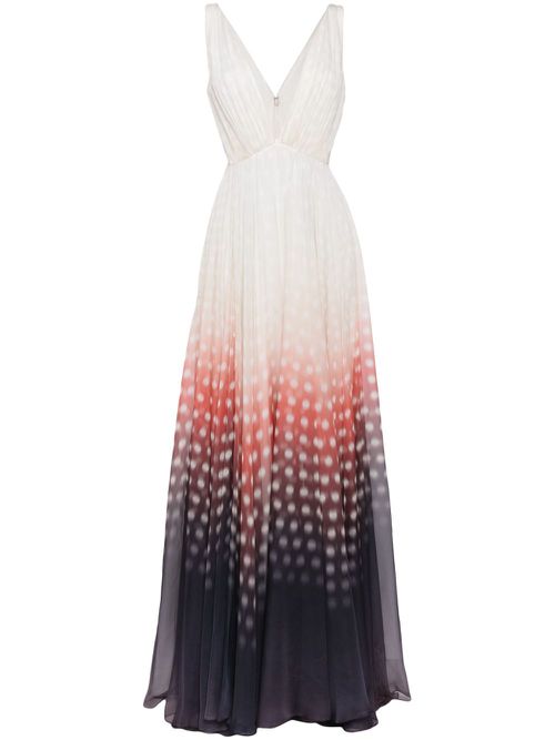 Polka dot-print full-skirt dress - Neutrals