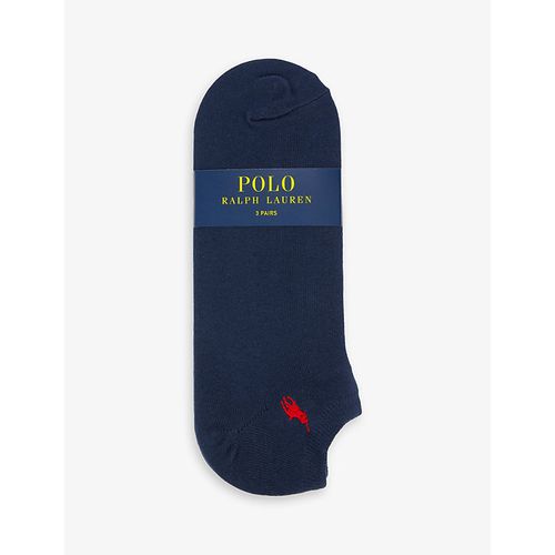 Mens Navy Logo-embroidered Pack of Three Cotton-blend Socks One Size