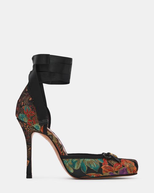 Steve Madden Women's Larina Brocade Lace-Up Heels - Black Multi - - Leather