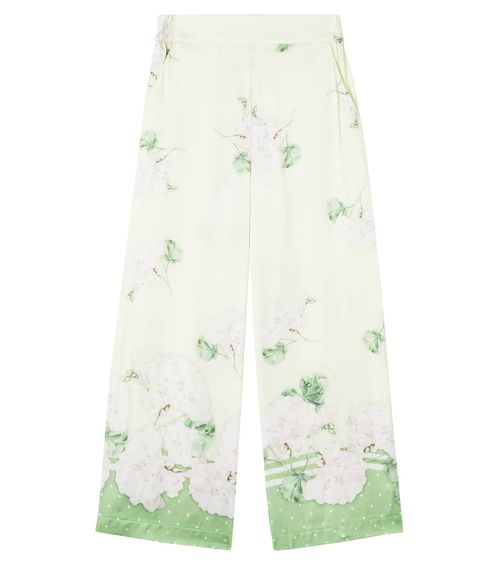 Floral satin pajama pants
