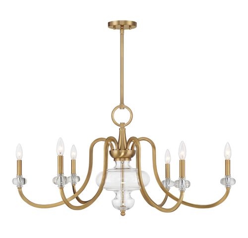 Warm Brass Six Light Chandelier from the Bergdorf Collection