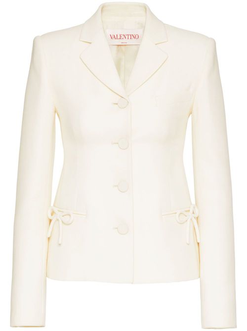Crepe Couture bow-embellished jacket - White