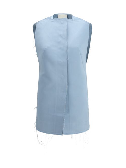 Raw-Cut Hem Dress — Blue