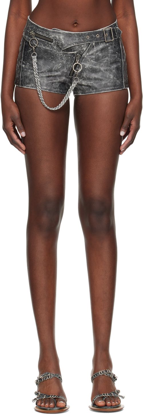 KNWLS Black Nihil Leather Shorts
