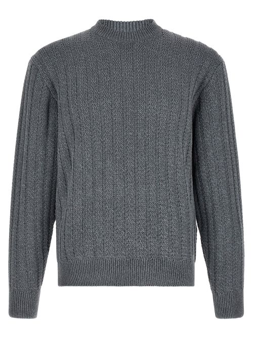 Textured Vertical Knit Sweater — gray