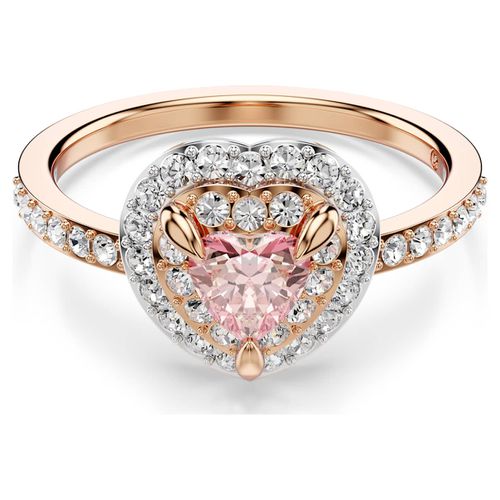 One motif ring, Heart cut, Pavé, Heart, Pink, Mixed metal finish
