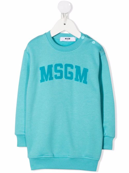 Logo-print sweater dress - Blue