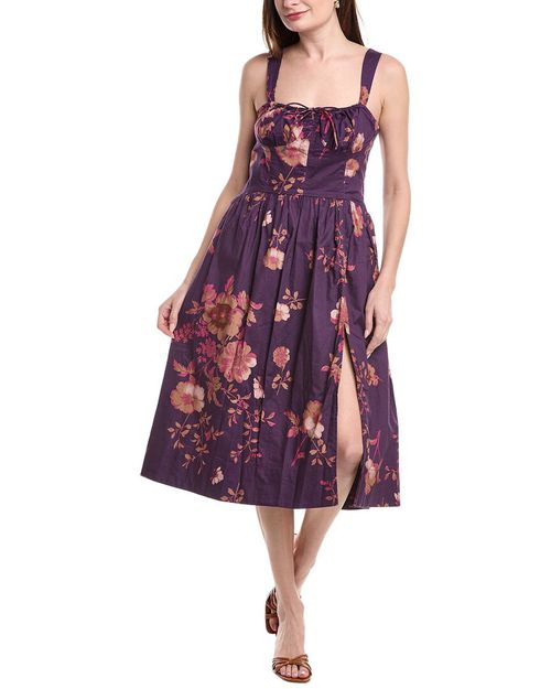 knee length dresses for ladies Black Chenille Flowers Midi Dress main image 0