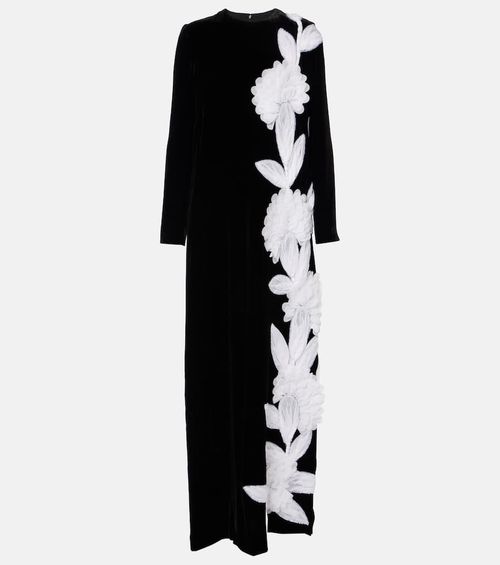 Floral embellished crêpe gown