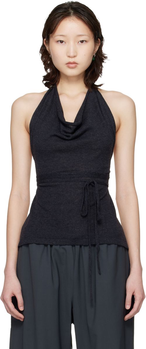 Gray Merino Wool Tie Top