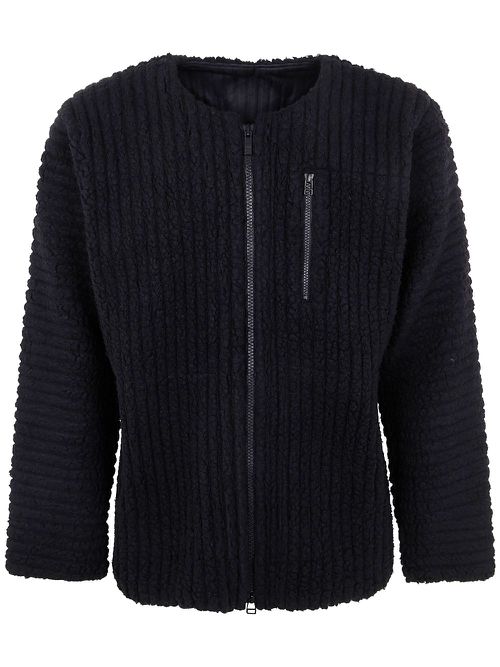 Pleated fleece-texture jacket - Black